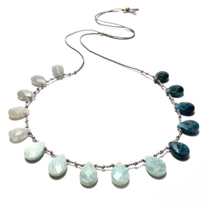 shaded trio knotted silk necklace