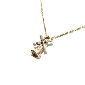 vintage gold windmill charm necklace