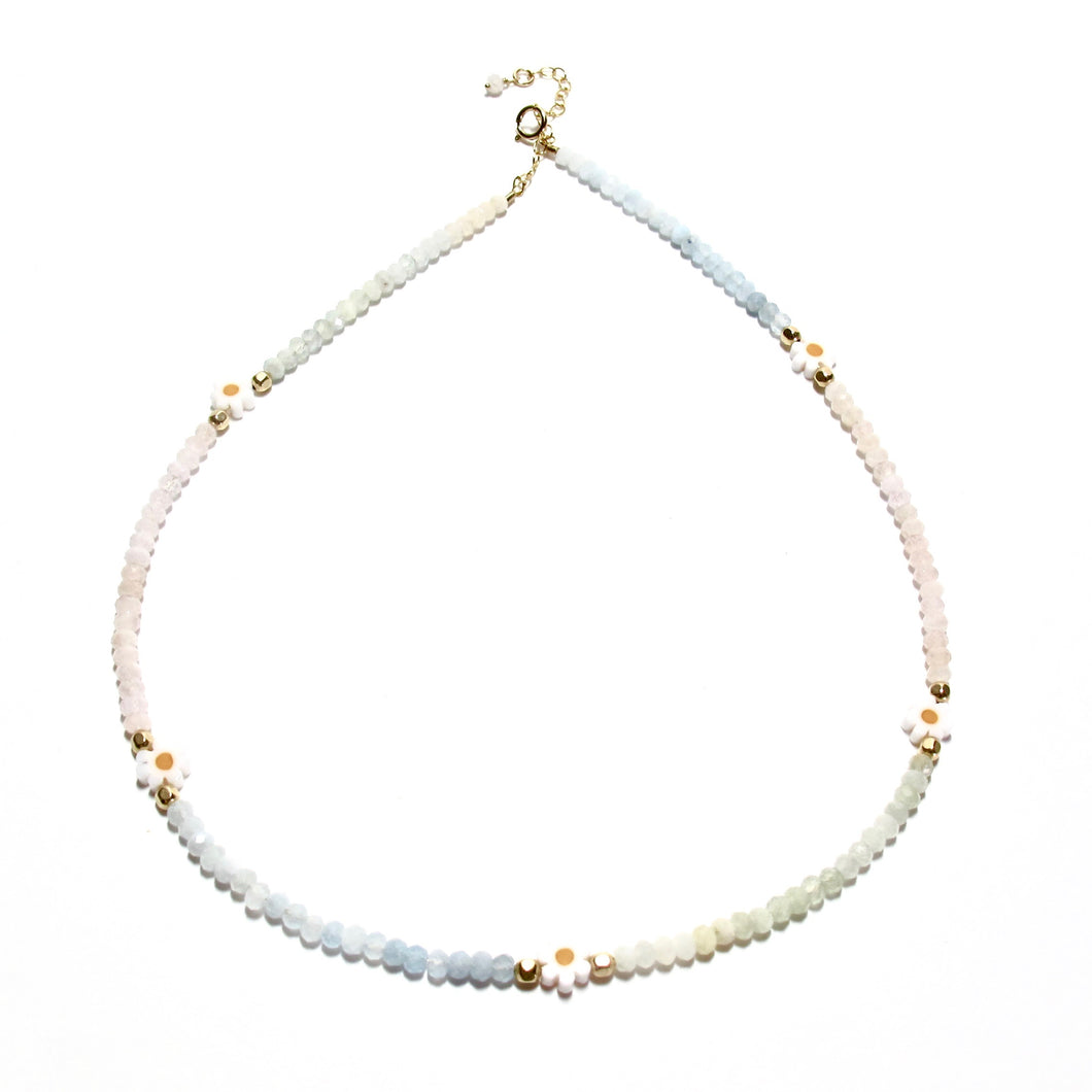 morganite & daisy beads necklace