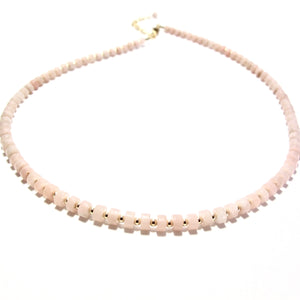 pink jade heishi beads necklace