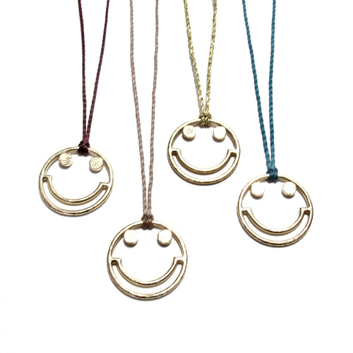 9ct gold smiley cord necklace