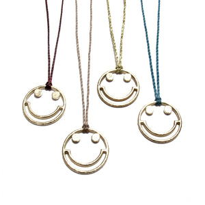 9ct gold smiley cord necklace