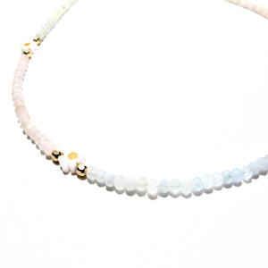 morganite & daisy beads necklace