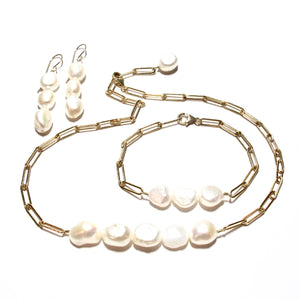 baroque pearls long link bracelet