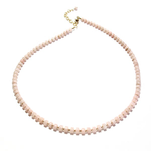 pink jade heishi beads necklace