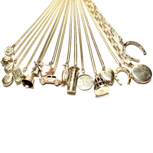 vintage gold pillar box charm necklace