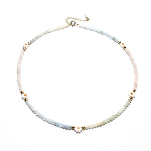 morganite & daisy beads necklace