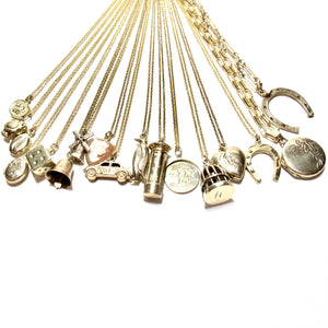 vintage gold taxi charm necklace