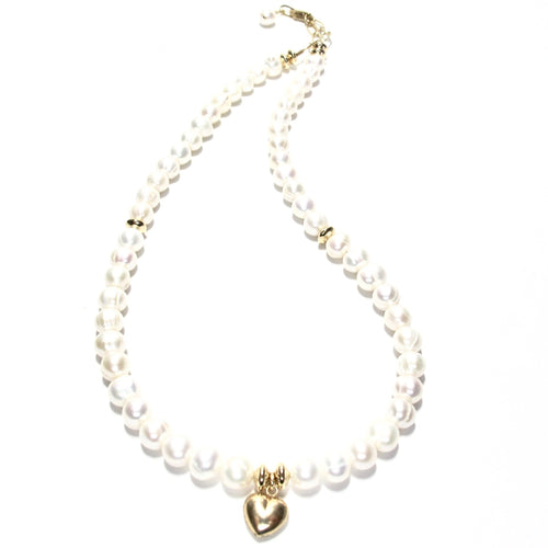 pearls & gold heart necklace