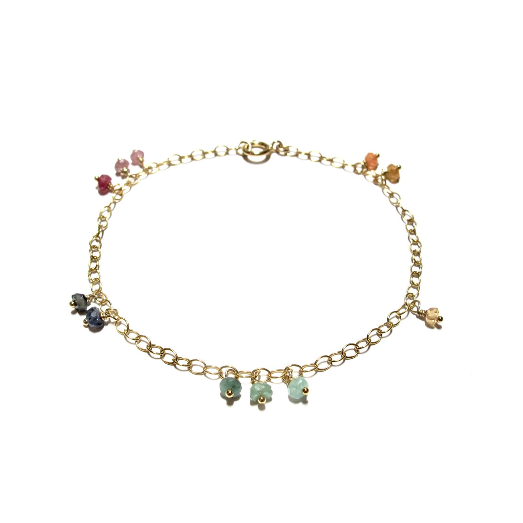 mixed gemstones chain bracelet