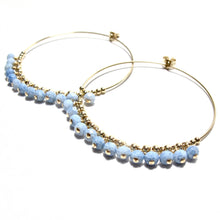 Load image into Gallery viewer, multi blue opal large hoop earrings