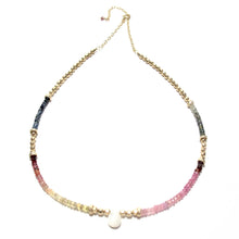 Load image into Gallery viewer, mixed sapphires &amp; gold beads necklace