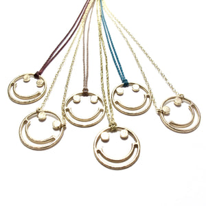 9ct gold smiley cord necklace