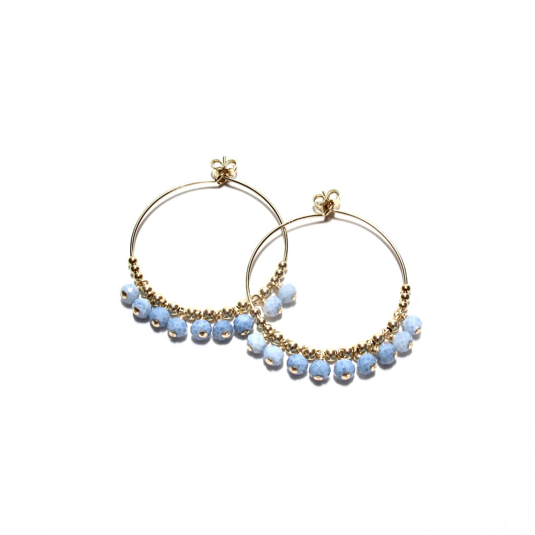 multi blue opal medium hoop earrings