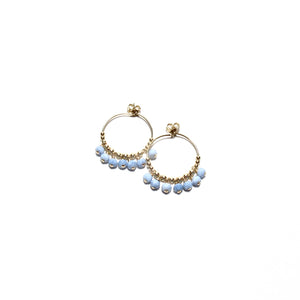 multi blue opal midi hoop earrings