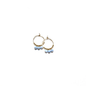 multi blue opal small hoop earrings