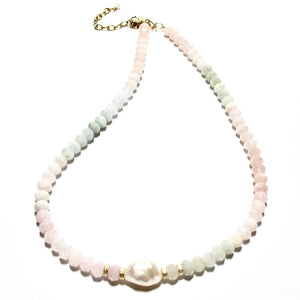 morganite & baroque pearl necklace