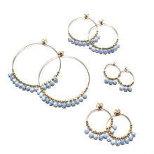 Load image into Gallery viewer, multi blue opal large hoop earrings