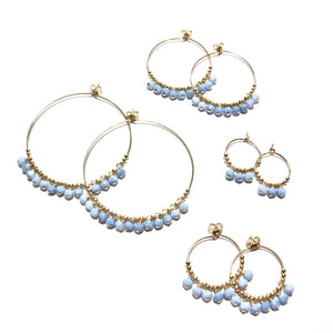 multi blue opal large hoop earrings