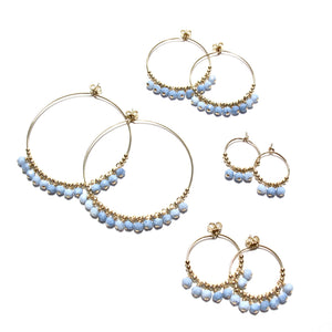 multi blue opal medium hoop earrings