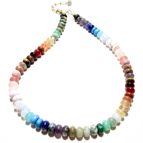 happy necklace mixed gemstones