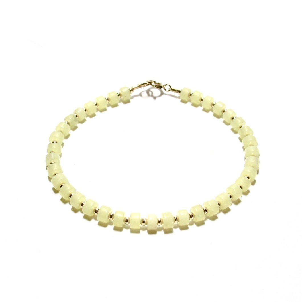 yellow jade heishi beads bracelet