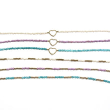 Load image into Gallery viewer, sparkle heart with tiny lilac beads bracelet