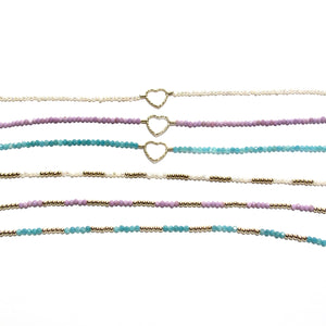 sparkle heart with tiny lilac beads bracelet