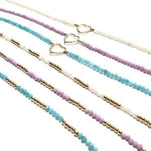 sparkle heart with tiny lilac beads bracelet