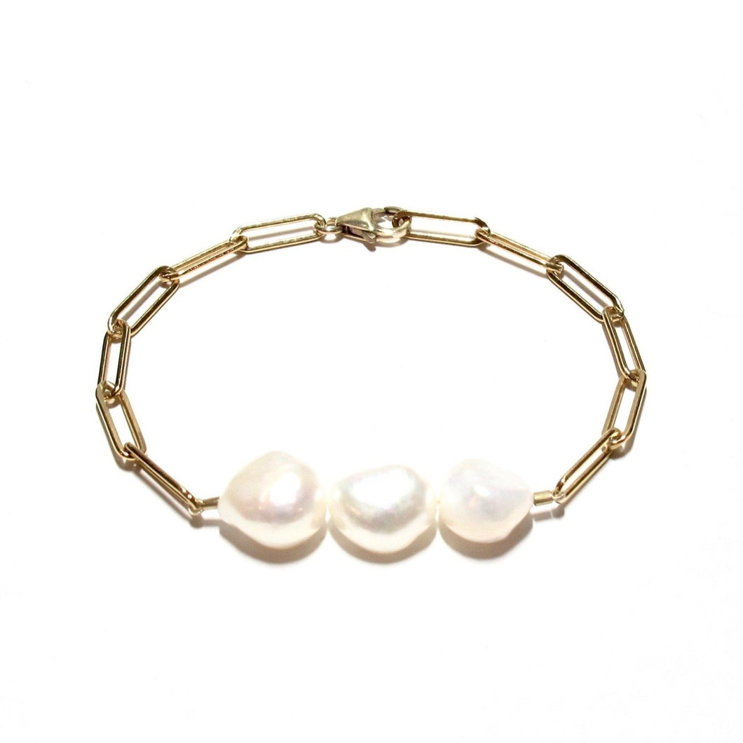 baroque pearls long link bracelet