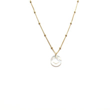 Load image into Gallery viewer, mother of pearl smiley necklace (choice of chains)