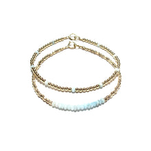 Load image into Gallery viewer, larimar line and gold beads bracelet