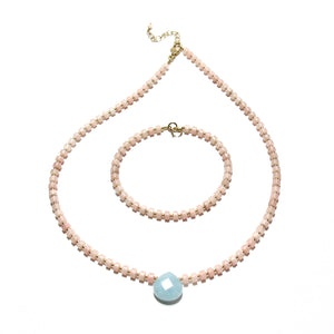 pink jade heishi beads bracelet
