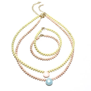pink jade heishi beads necklace
