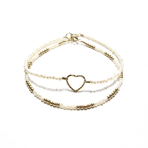 sparkle heart with tiny freshwater pearls bracelet