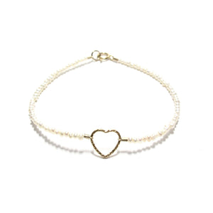 sparkle heart with tiny freshwater pearls bracelet