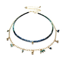 Load image into Gallery viewer, tiny shaded chrysocolla beads double necklace