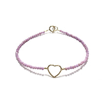 Load image into Gallery viewer, sparkle heart with tiny lilac beads bracelet