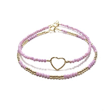 Load image into Gallery viewer, sparkle heart with tiny lilac beads bracelet
