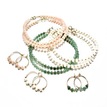 Load image into Gallery viewer, green aventurine heishi small hoop earrings