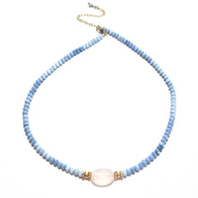 Load image into Gallery viewer, blue opals &amp; rose quartz necklace