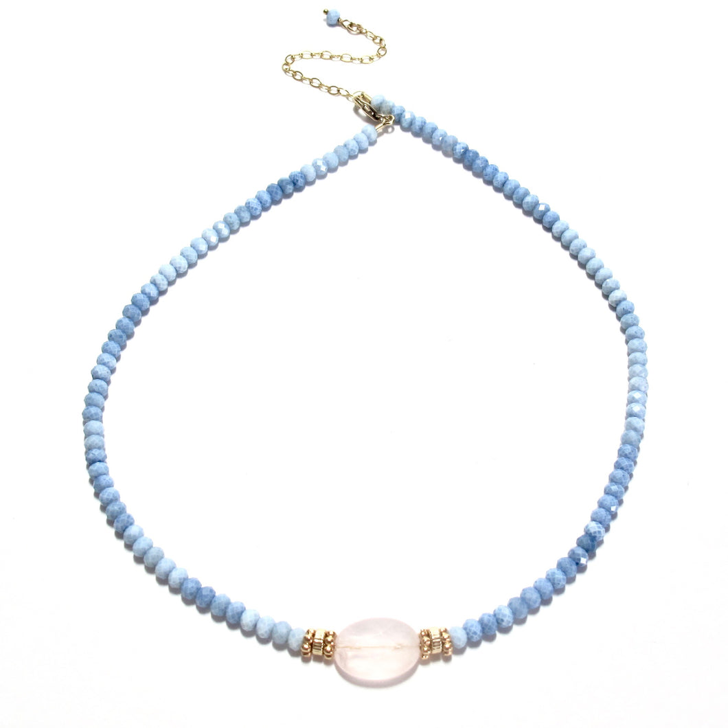 blue opals & rose quartz necklace