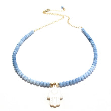 Load image into Gallery viewer, hamsa &amp; blue opal necklace