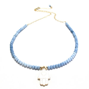 hamsa & blue opal necklace