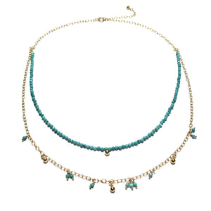 tiny amazonite beads double necklace