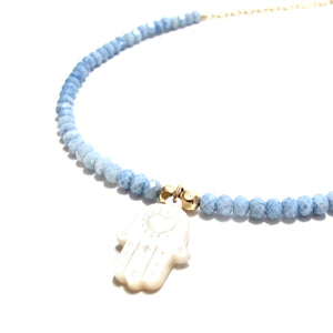 hamsa & blue opal necklace