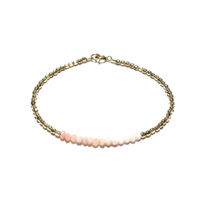 pink opals line and gold beads bracelet