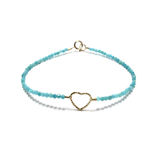 sparkle heart with tiny amazonite beads bracelet