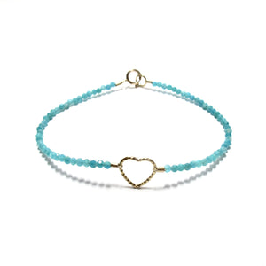 sparkle heart with tiny amazonite beads bracelet