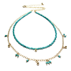 tiny amazonite beads double necklace